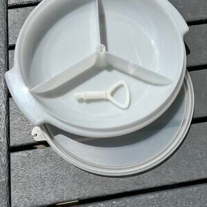 Tupperware divided serving tray, with screw in handle & Tupperware seal lid